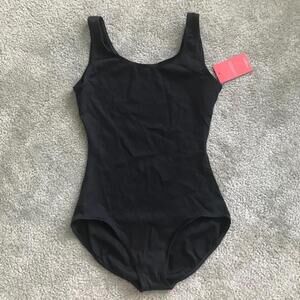 NWT Capezio Girls Leotard in Solid Black Sleeveless | Size XL